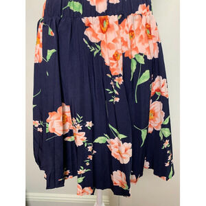 Gomorn Floral Skirt Pleated Flowy Pull On Elastic Waist Size XL